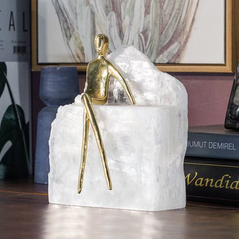 Selenite Crystal Cooper Sitting Lady Ornaments
