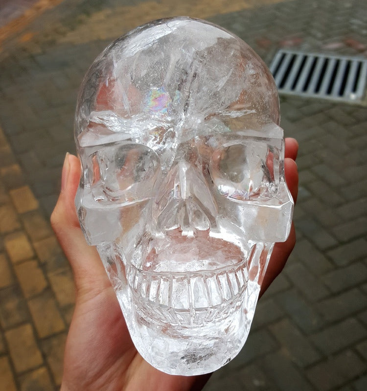 High Transparency Clear Quartz Skulls with Rainbow