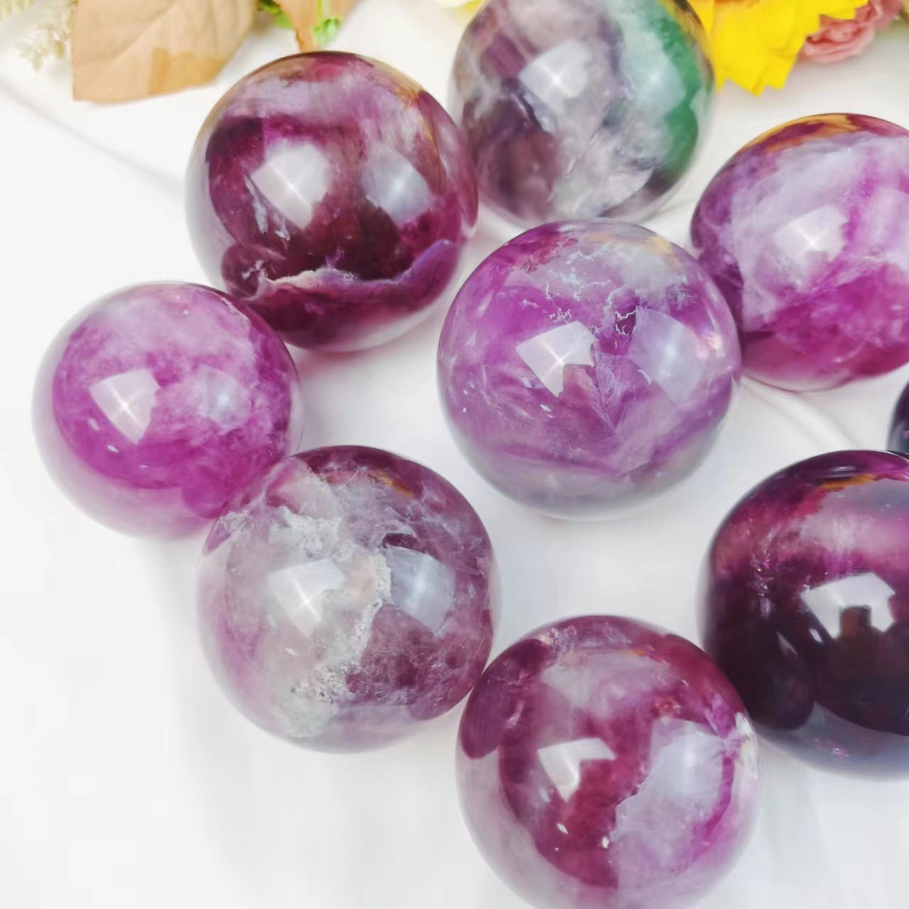 Rainbow Fluorite Spheres