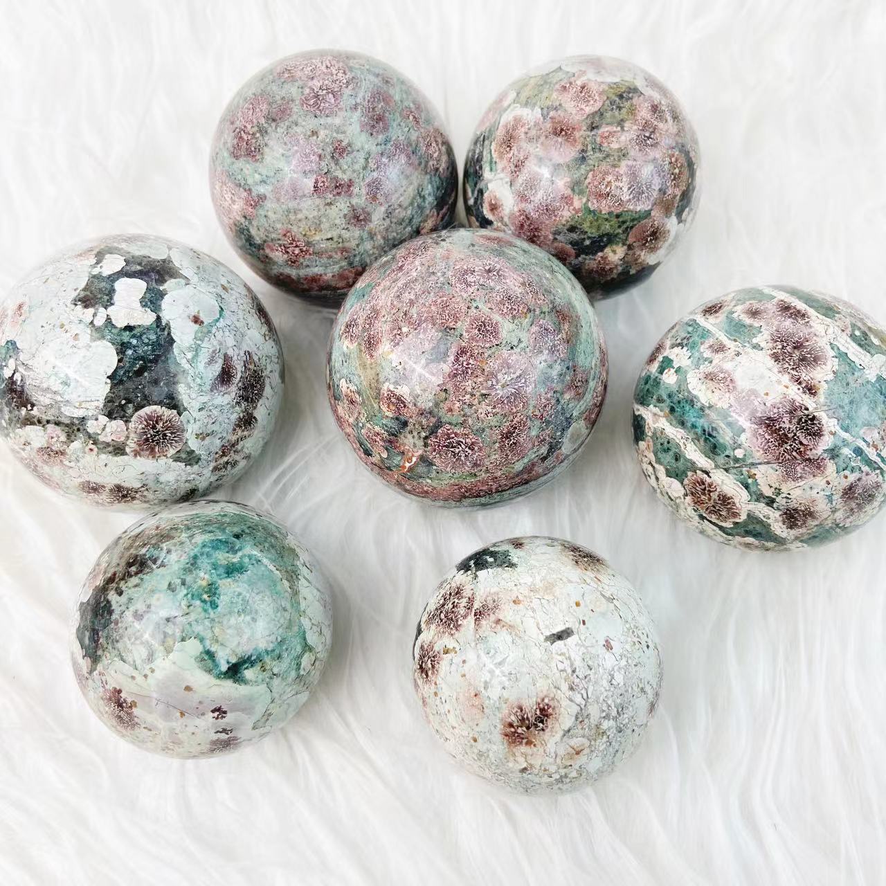Green Flower Jasper Spheres