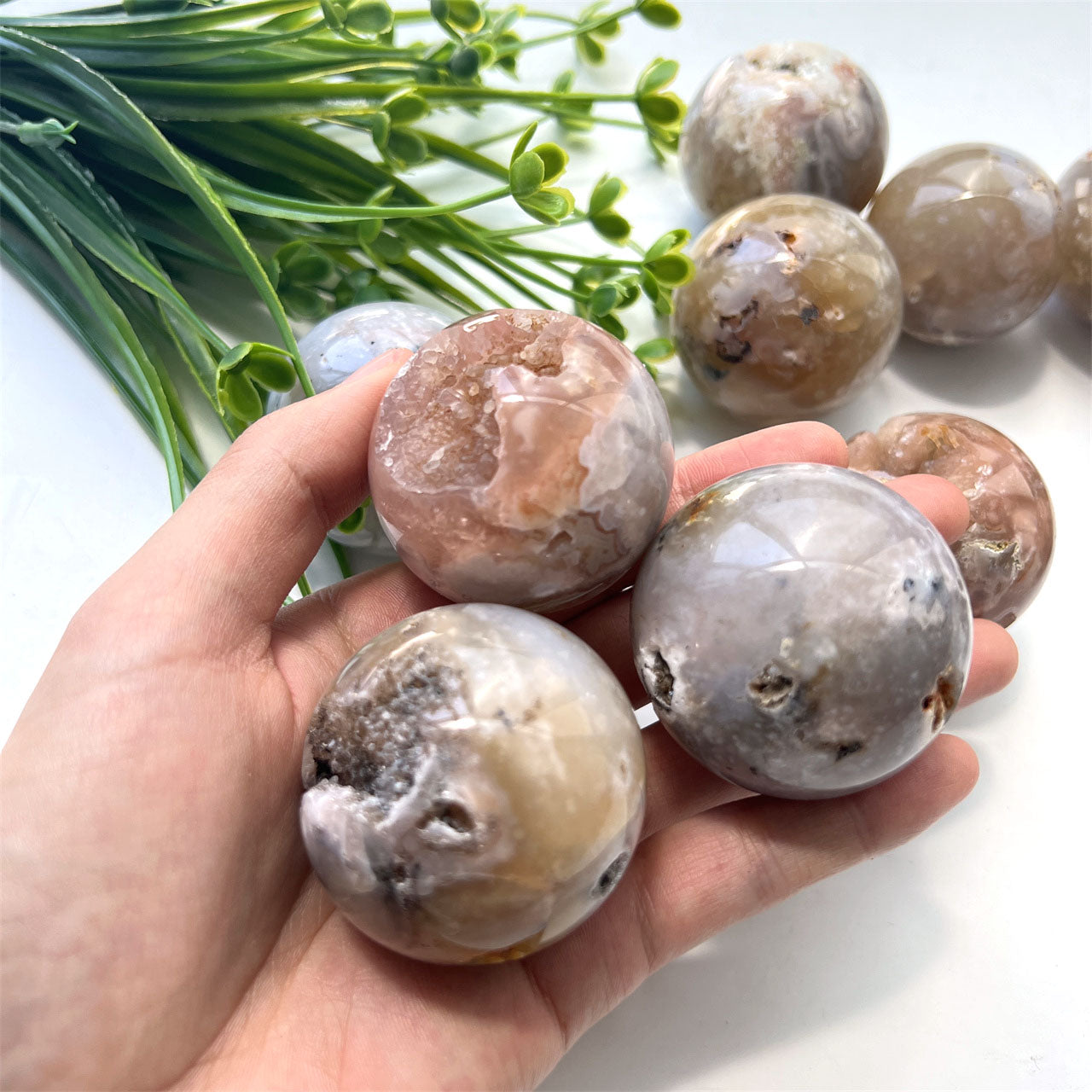 Sakura Blossom Flower Druzy Spheres