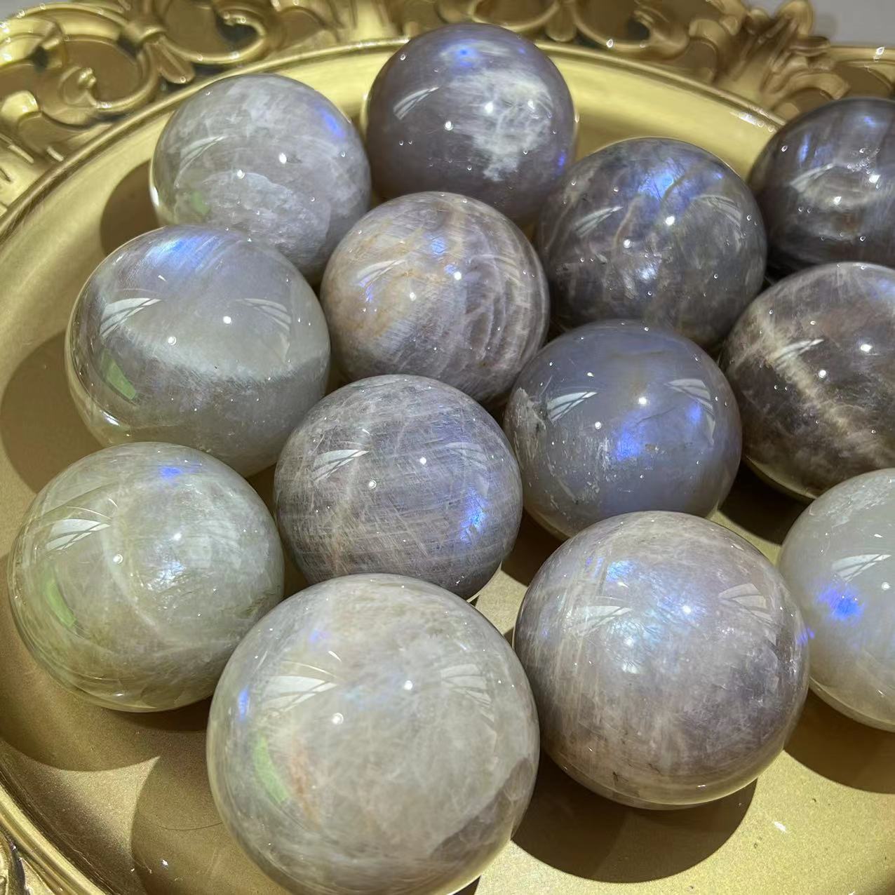 Blue Moonstone Spheres