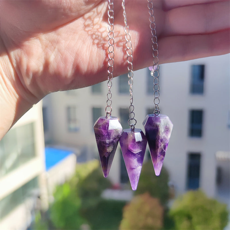 Clear Quartz Amethyst Black Obsidian Pendulums
