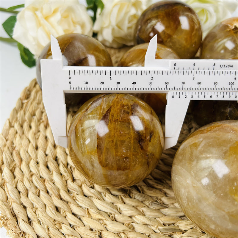 Yellow Fire Quartz Hematoid Spheres