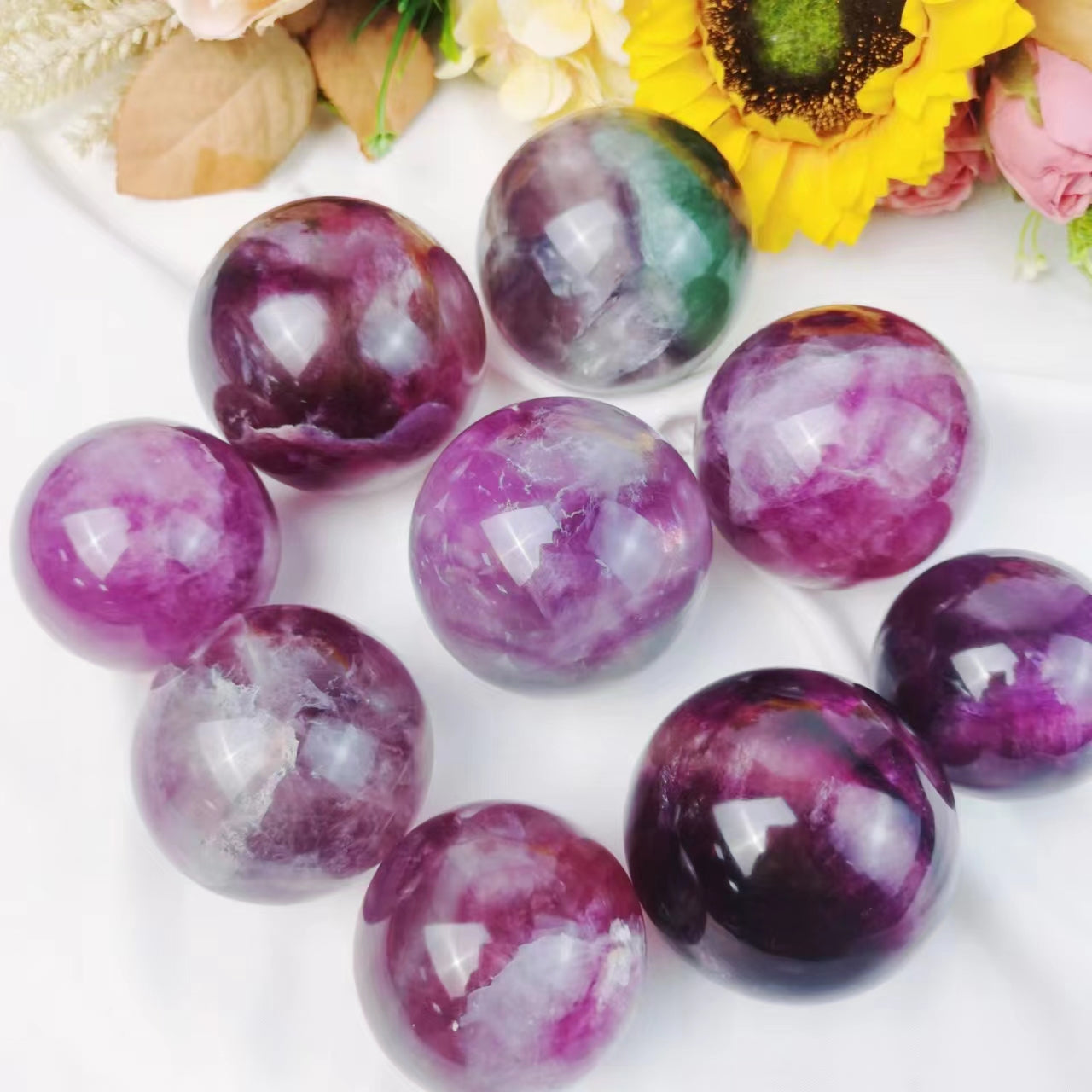 Rainbow Fluorite Spheres