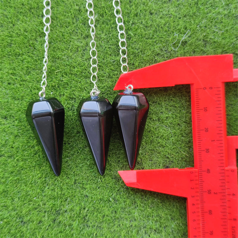 Clear Quartz Amethyst Black Obsidian Pendulums