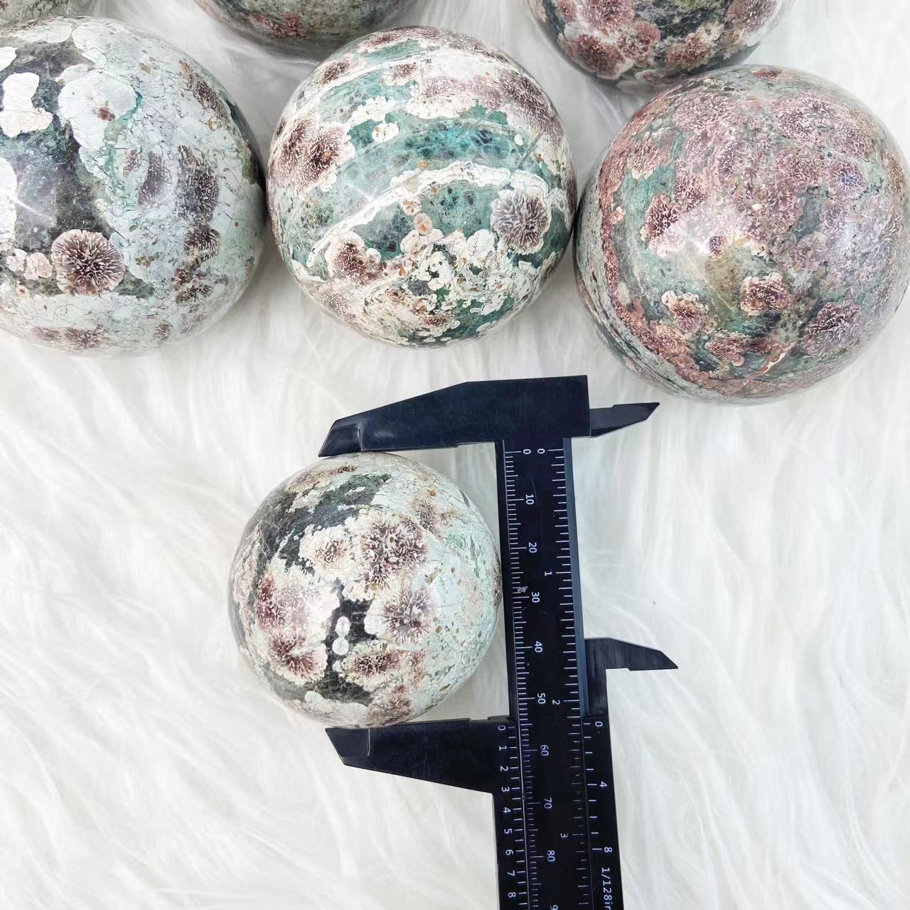 Green Flower Jasper Spheres