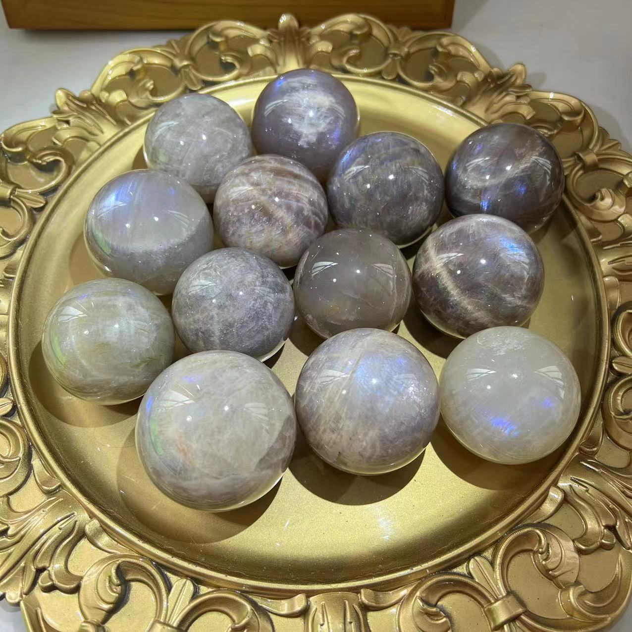Blue Moonstone Spheres