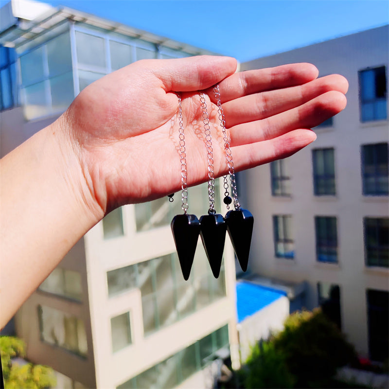 Clear Quartz Amethyst Black Obsidian Pendulums