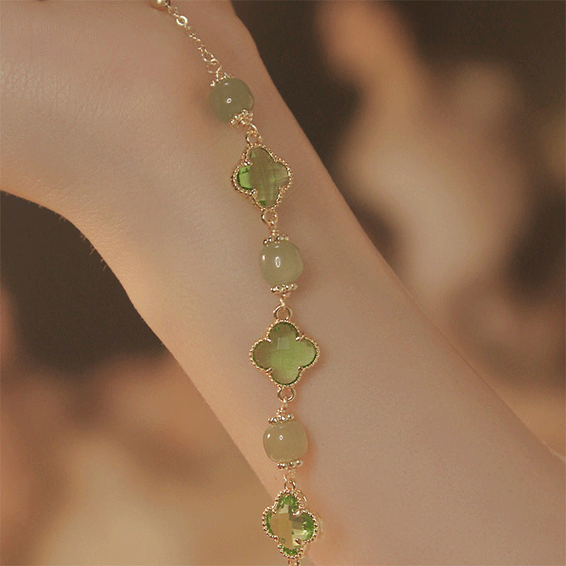 Natural Hetian Jade Wizard Lucky Clover Bracelets