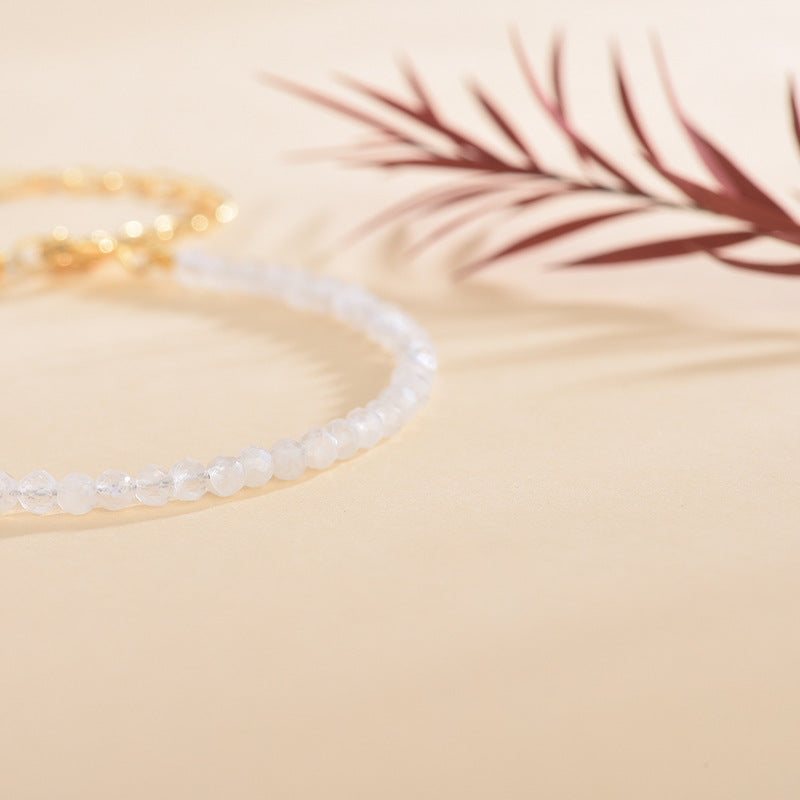 Natural Blue Moonstone 3mm Bead Facet Bracelets