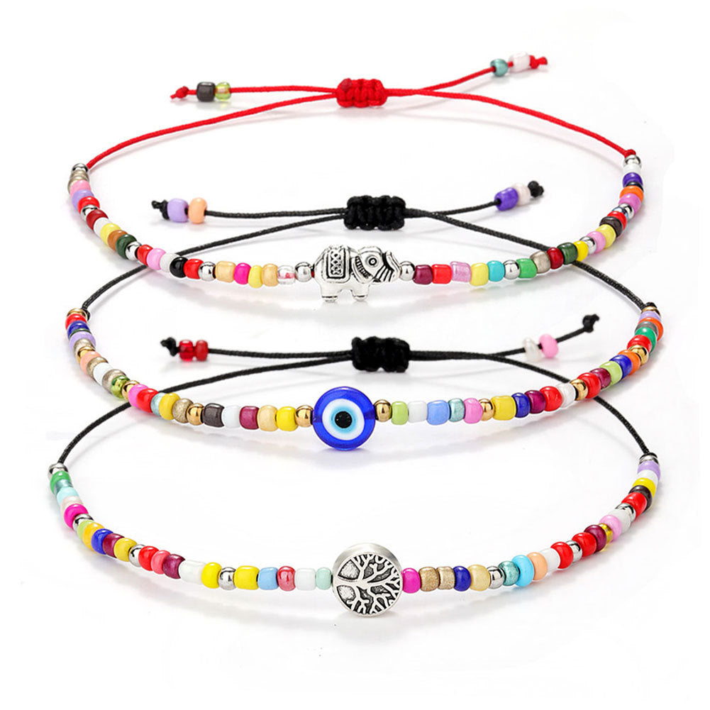 Evil Eye Life Tree Elephant Turtle Bead Bracelets