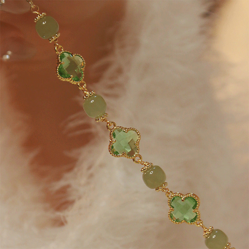 Natural Hetian Jade Wizard Lucky Clover Bracelets