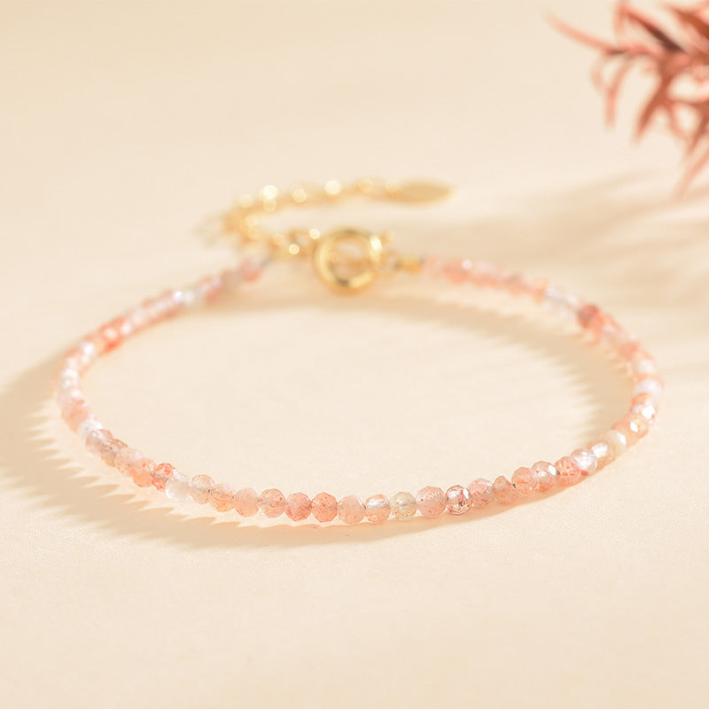 Gold Strawberry Quartz 2.5mm Facet Bracelets