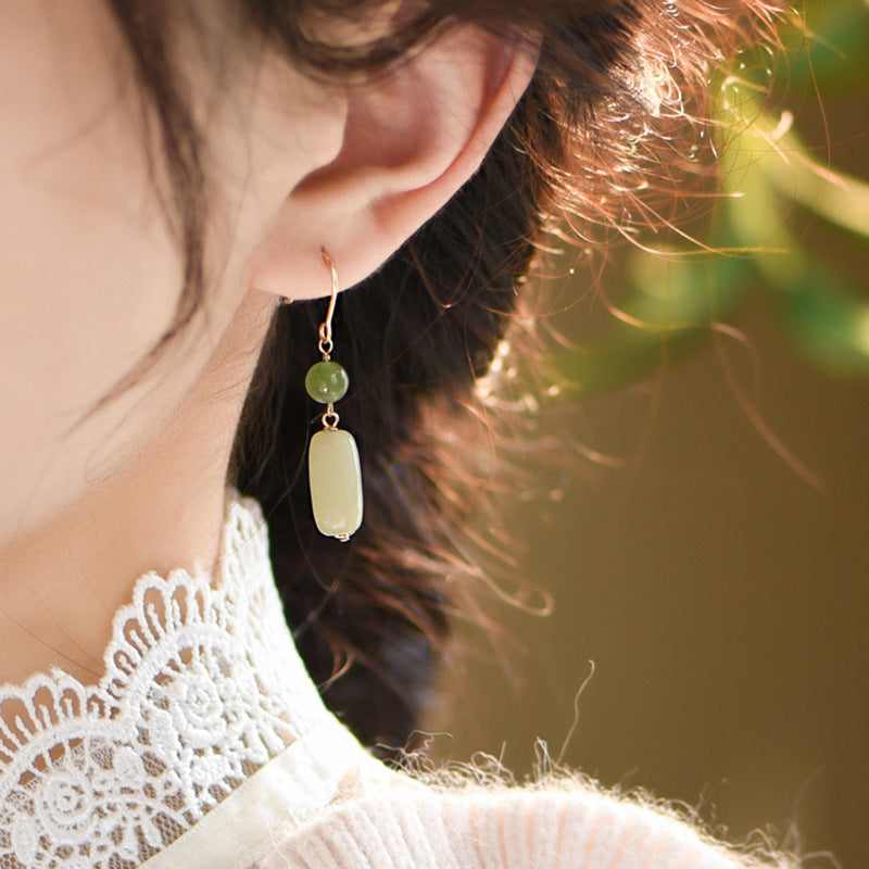 Hetian Jade Ethnic Style Earrings