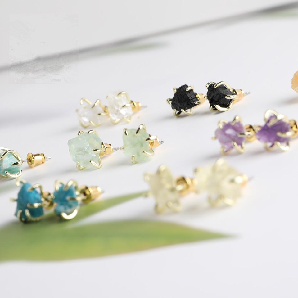 Six Paw Rough Crystal Earrings