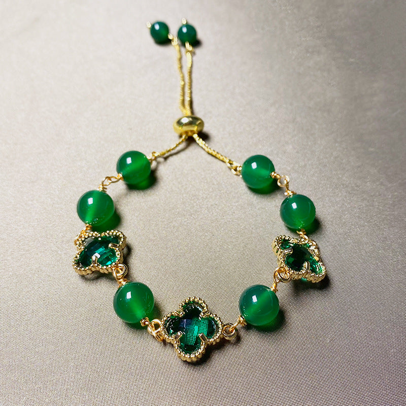 Chrysoprase Agate Lucky Clover Bracelets