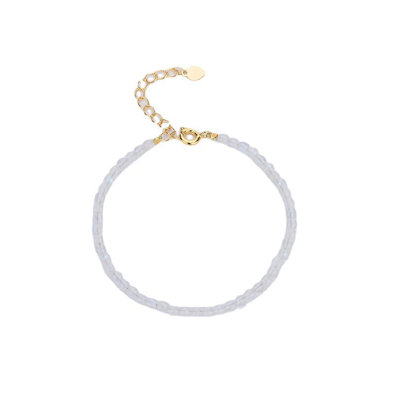 Natural Blue Moonstone 3mm Bead Facet Bracelets