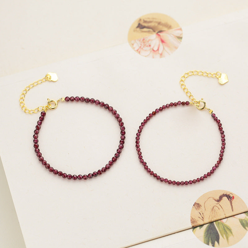 Garnet 2.5mm 3mm Ethnic Style Facet Bracelets