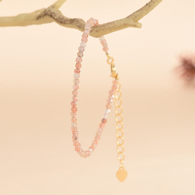 Gold Strawberry Quartz 2.5mm Facet Bracelets