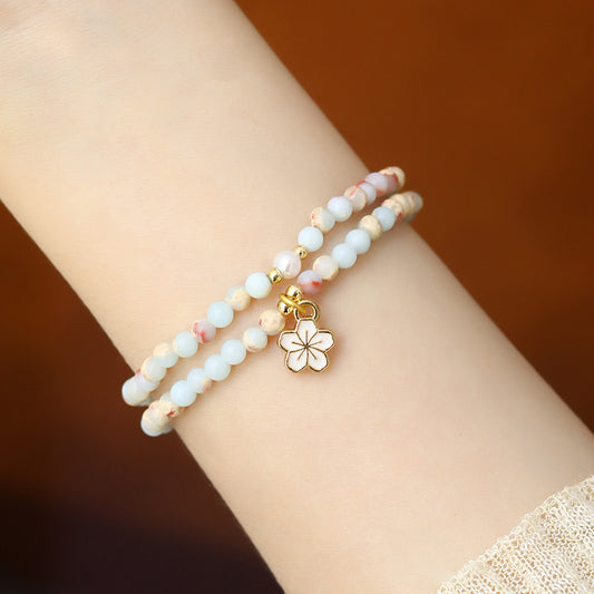 Shoushan Stone Sakura Bead Bracelets
