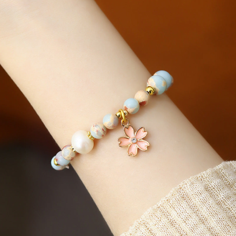 Shoushan Stone Sakura Bead Bracelets