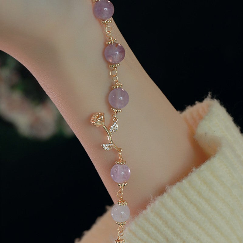 Amethyst 14K Gold Gilt 8mm Bead Bracelets