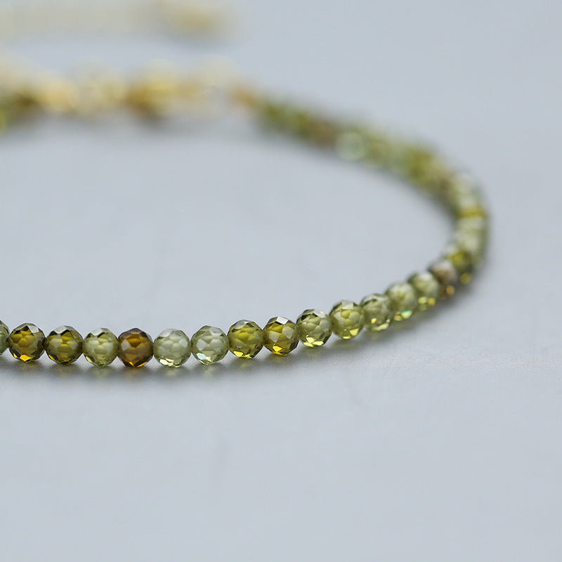 Green/White Zircon Round 3mm Facet Faceted Bracelet
