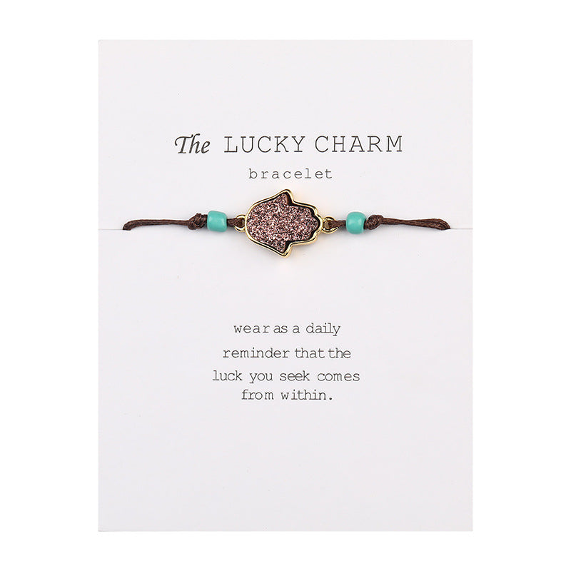Palm Lucky Pendant Adjustable Bracelet