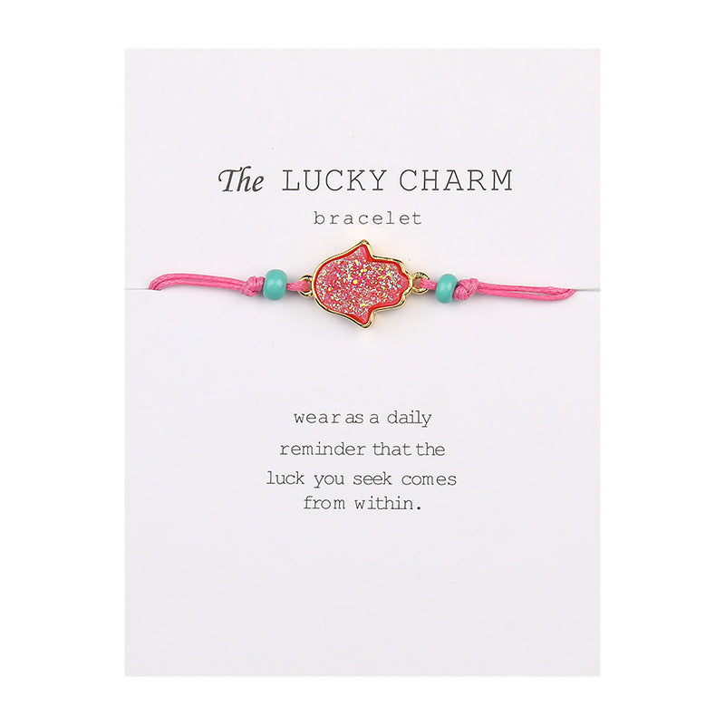 Palm Lucky Pendant Adjustable Bracelet