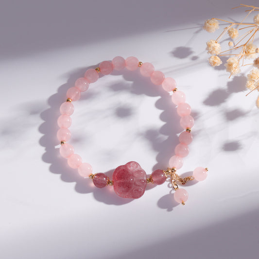 Rose Quartz Fluorite Rutile Quartz Cat Paw 6mm Bead Bracelets