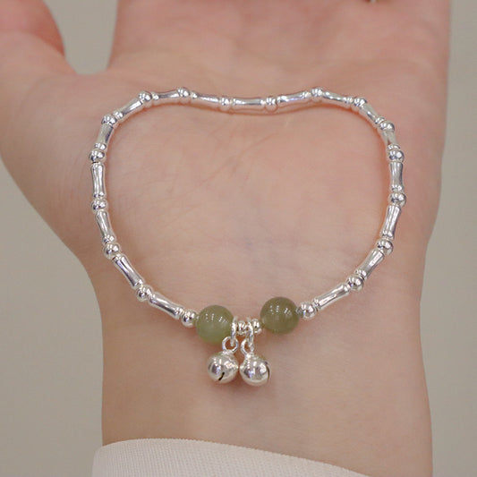 S925 Silver Bamboo Hetian Jade Bell Bracelets