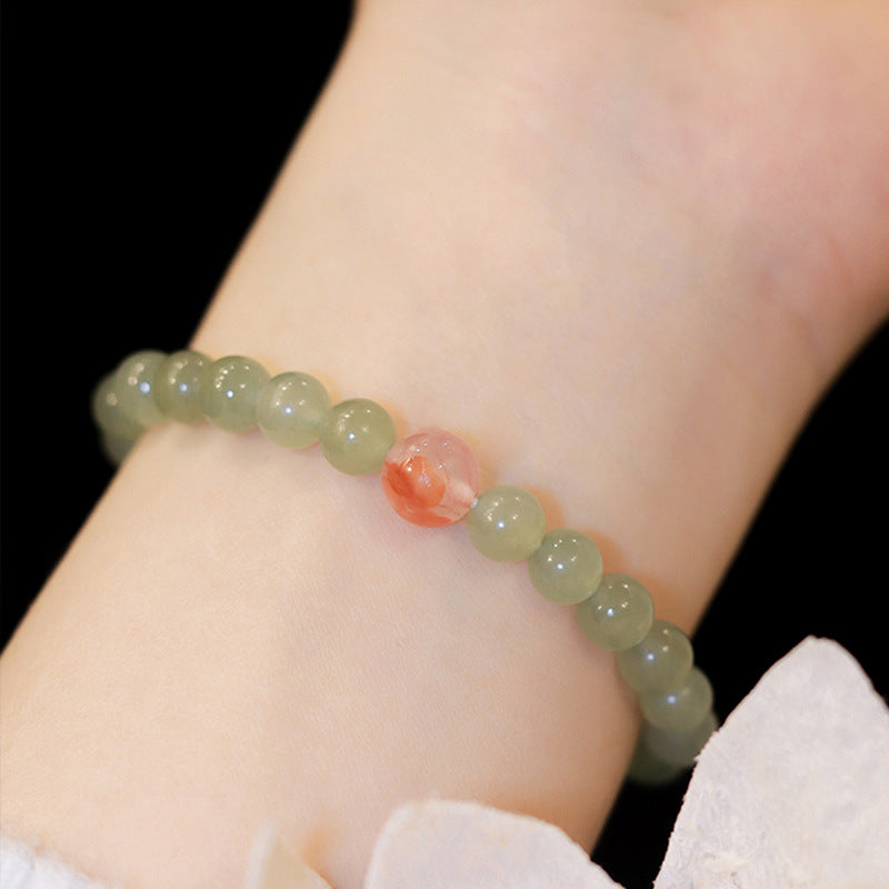 Hetian Jade South Red Agate 6mm Bead Bracelets