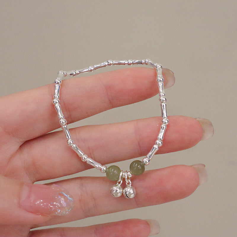 S925 Silver Bamboo Hetian Jade Bell Bracelets