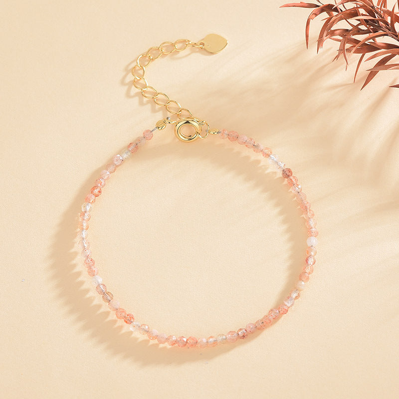 Gold Strawberry Quartz 2.5mm Facet Bracelets