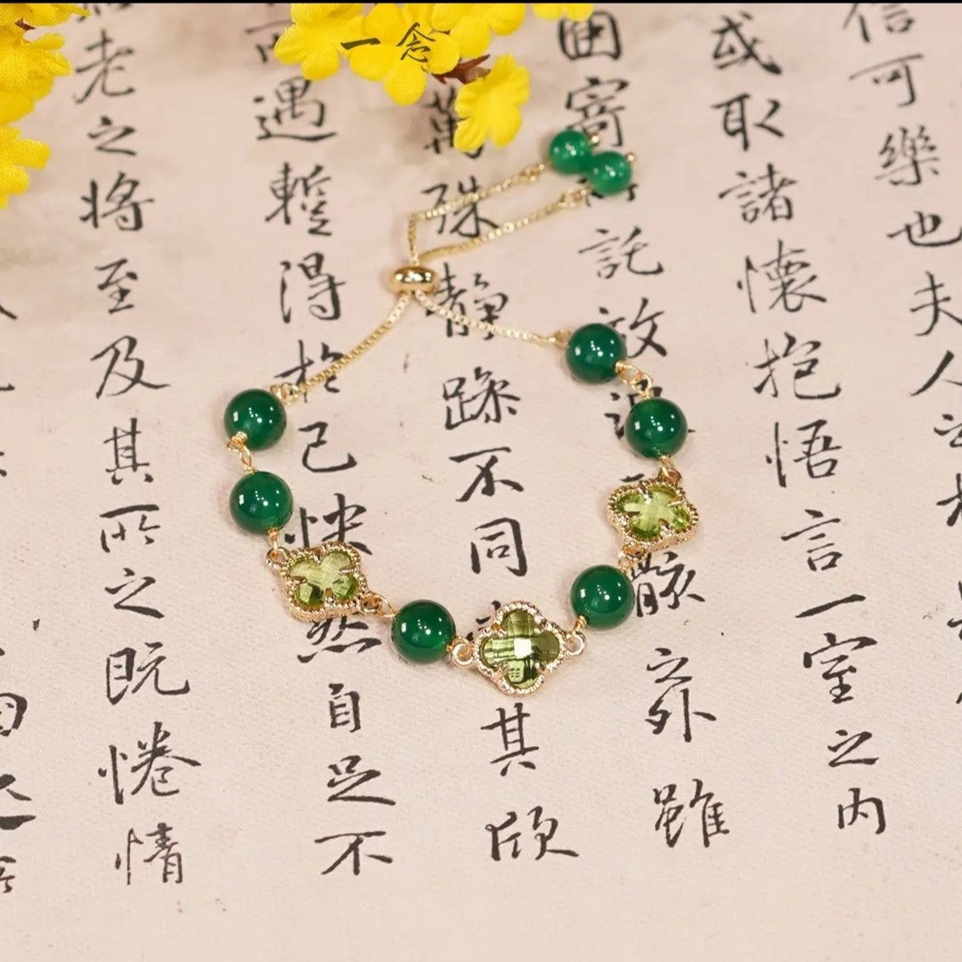 Chrysoprase Agate Lucky Clover Bracelets