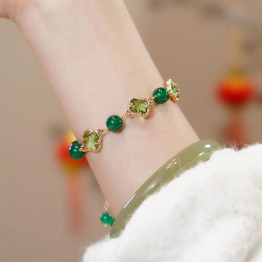 Chrysoprase Agate Lucky Clover Bracelets