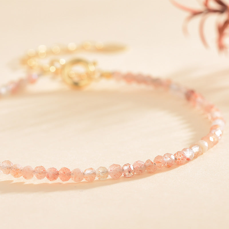 Gold Strawberry Quartz 2.5mm Facet Bracelets