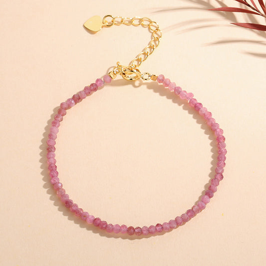 Natural Pink Tourmaline 2.5mm Facet Bracelets