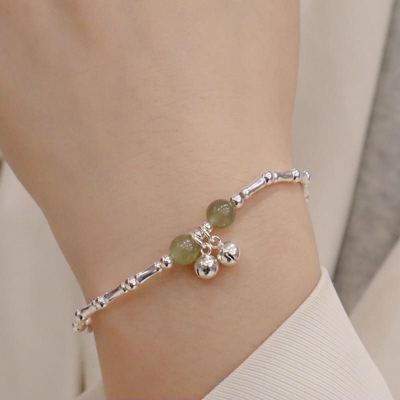 S925 Silver Bamboo Hetian Jade Bell Bracelets