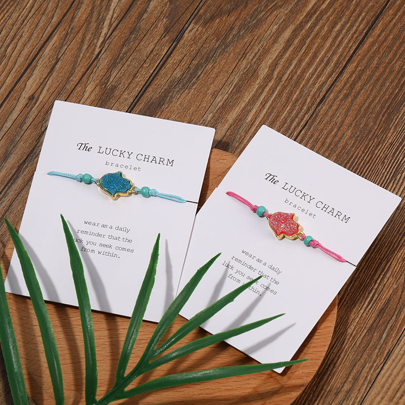 Palm Lucky Pendant Adjustable Bracelet