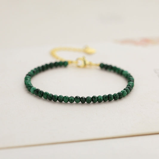 Natural Malachite Facet 3.5mm Bracelets