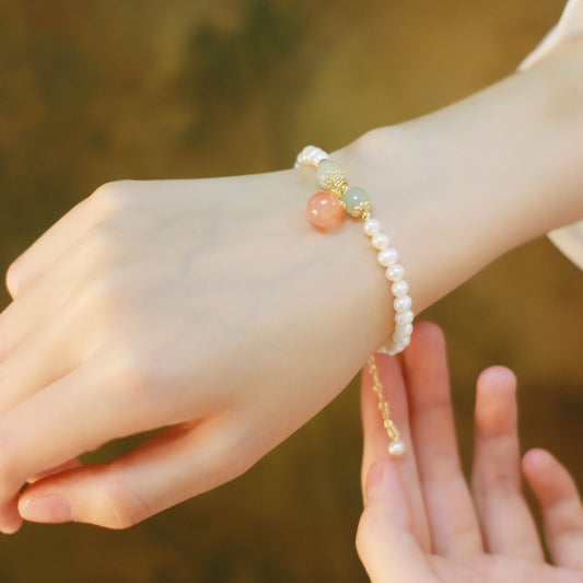 Natural Real Pearls South Red Agate Jade 6mm Bead Bracelets