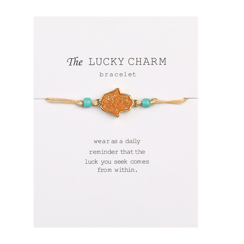 Palm Lucky Pendant Adjustable Bracelet