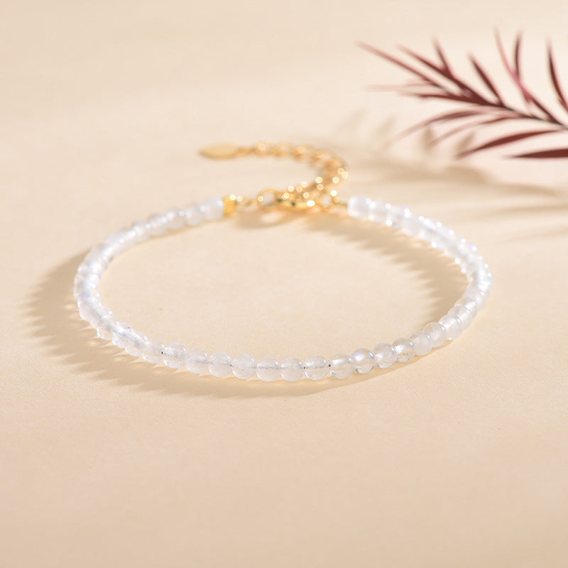 Natural Blue Moonstone 3mm Bead Facet Bracelets