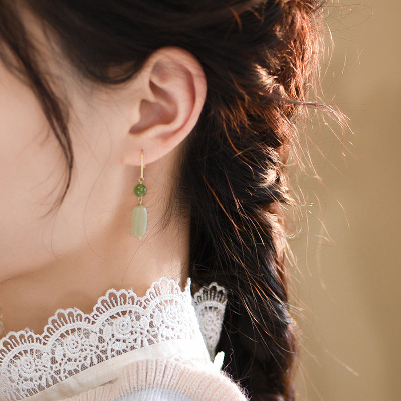 Hetian Jade Ethnic Style Earrings