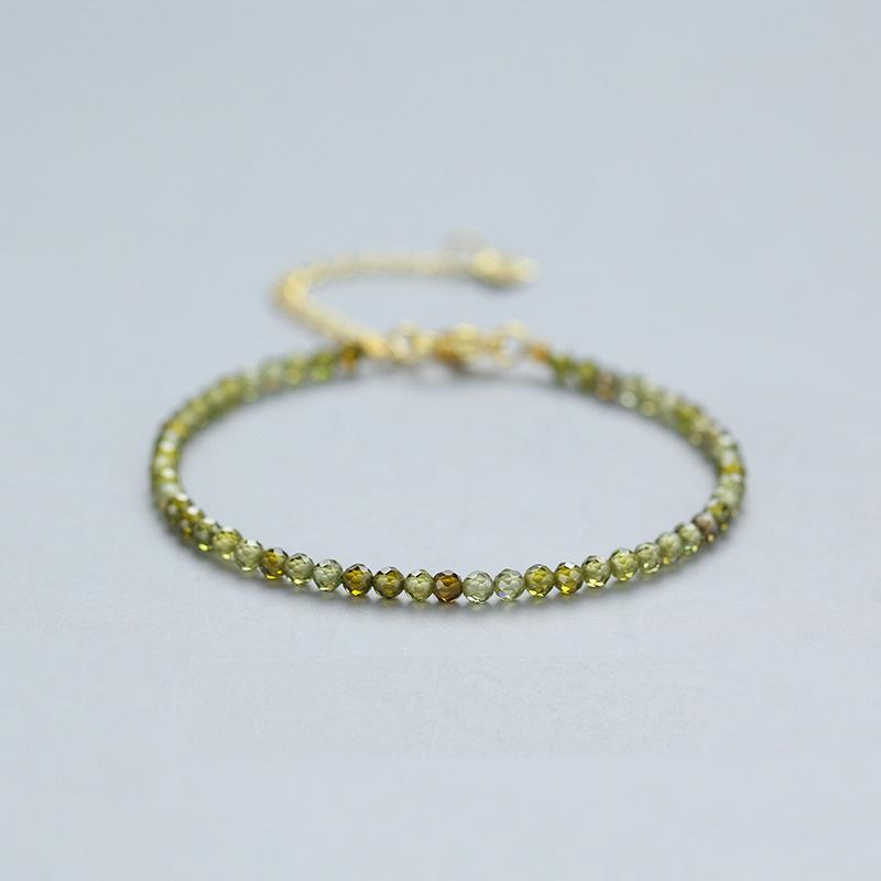 Green/White Zircon Round 3mm Facet Faceted Bracelet