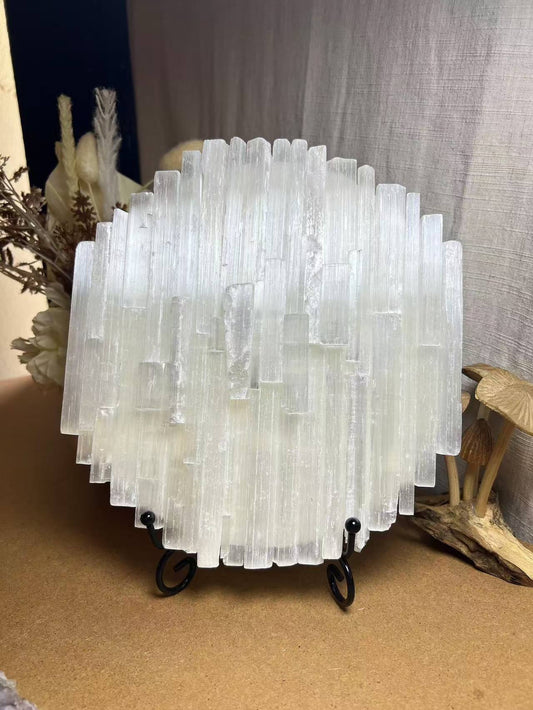 Selenite Full Moon Ornament
