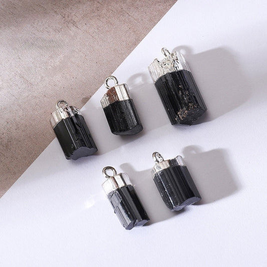 Raw Black Tourmaline Piece Drop Pendants