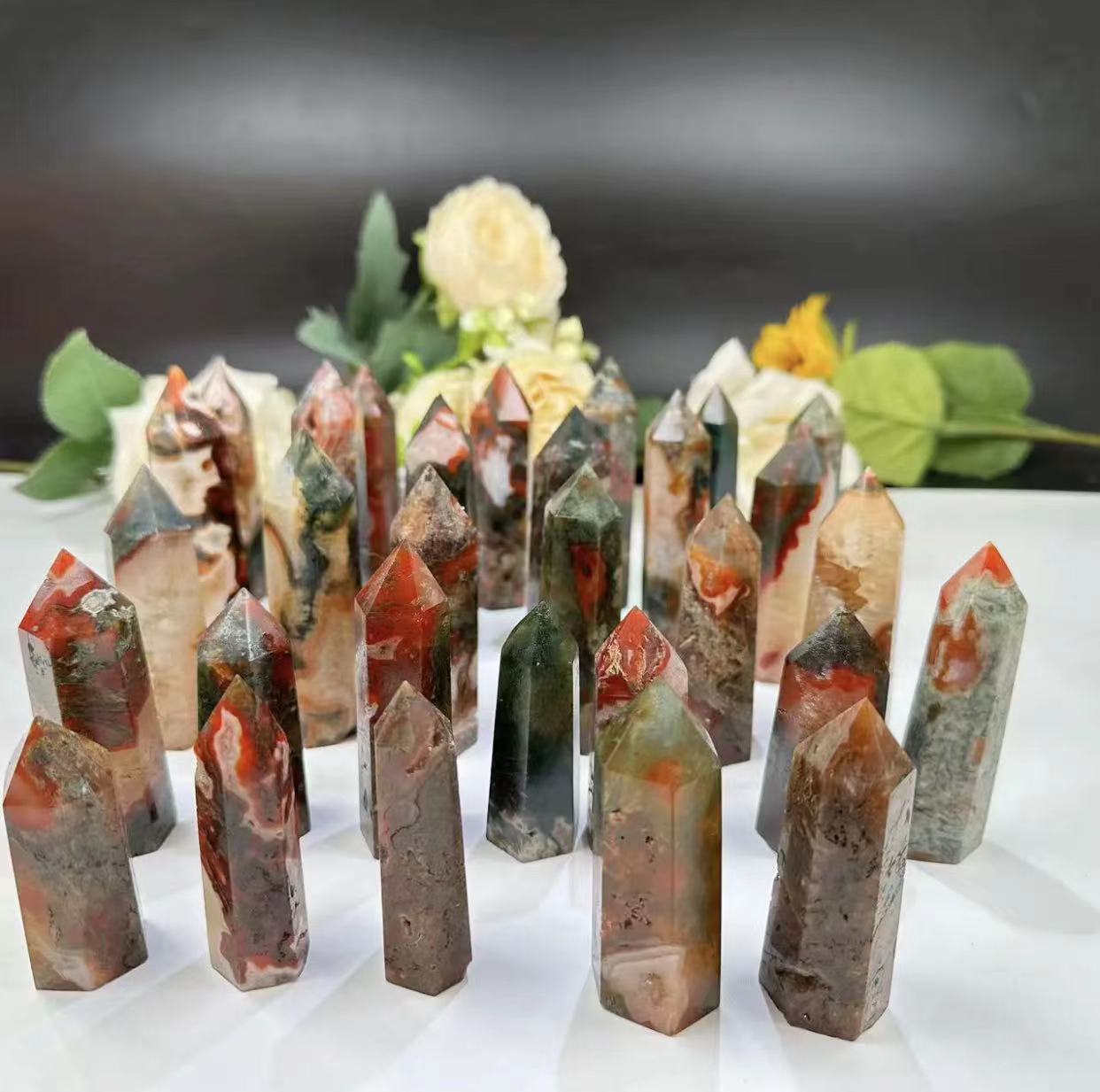 Red Moss Agate Point Wands
